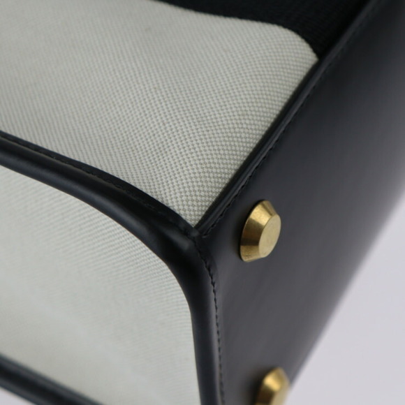 BALENCIAGA Hardware Small Tote Handbag 671402 Canvas Calf Leather Natural Black - Picture 5 of 9